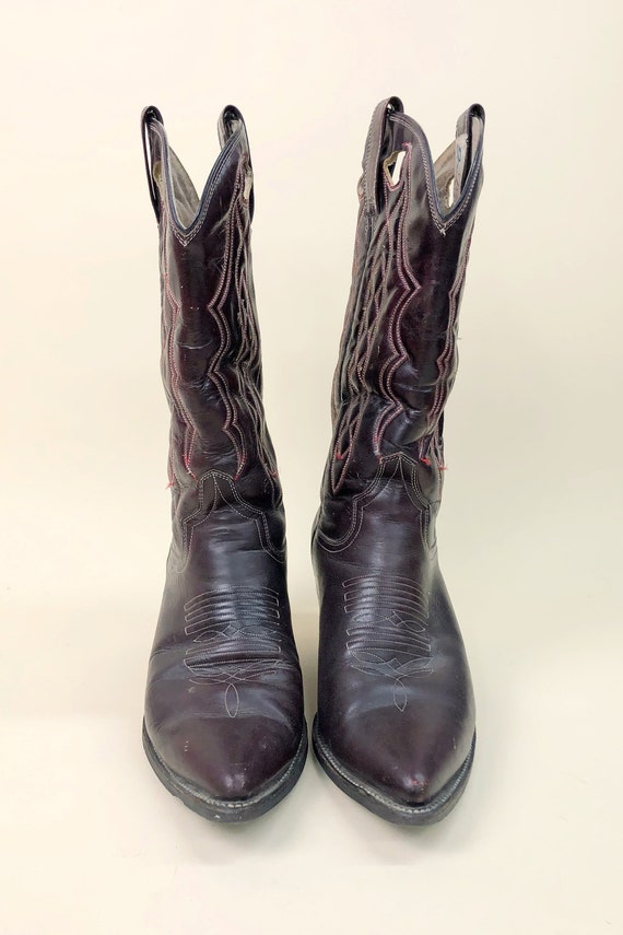 1980s Plum Leather Jaca Boots, Vintage Western Ja… - image 2