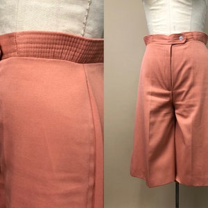1970s Salmon Colored Culottes, Vintage Culottes, 70s Polyester, Vintage Gauchos, Bohemian Hippie, Size Sm/Med, Waist 30&quot;