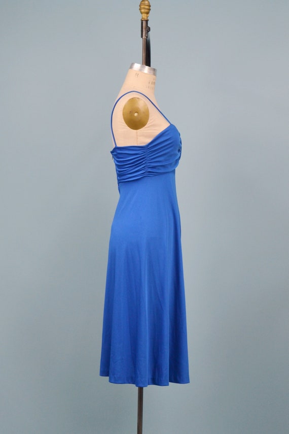 Vintage Late 70s Montgomery Ward Cobalt Blue Dres… - image 7