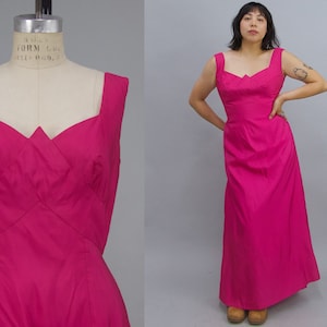 Vintage 1960s Bullocks Wilshire Fuchsia Taffeta Evening Gown, 60s Formal Attire, Vintage Bullocks Wilshire Dress, Chest 38" Waist 30"