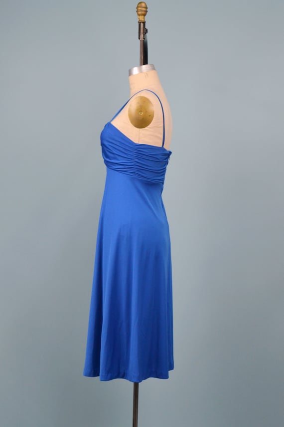 Vintage Late 70s Montgomery Ward Cobalt Blue Dres… - image 4