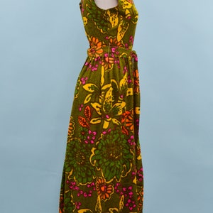 1960s Alice Polynesians Psychedelic Print Jumpsuit, Floral & Leaf Print Jumpsuit, Psychedelic Groovy, Size X-Small image 5