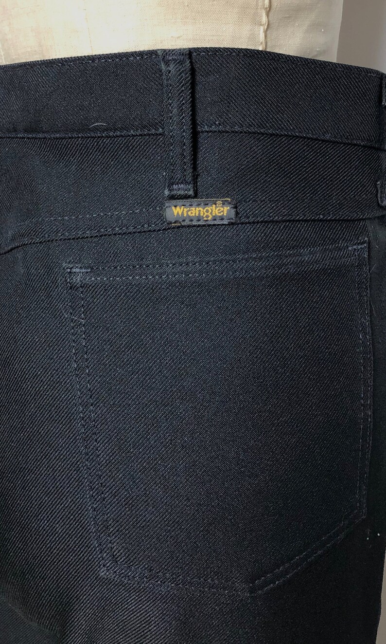 Made in The USA Vintage 1970s Black Perma Press Wrangler Pants 70s Mens Vintage Mens 38 Waist