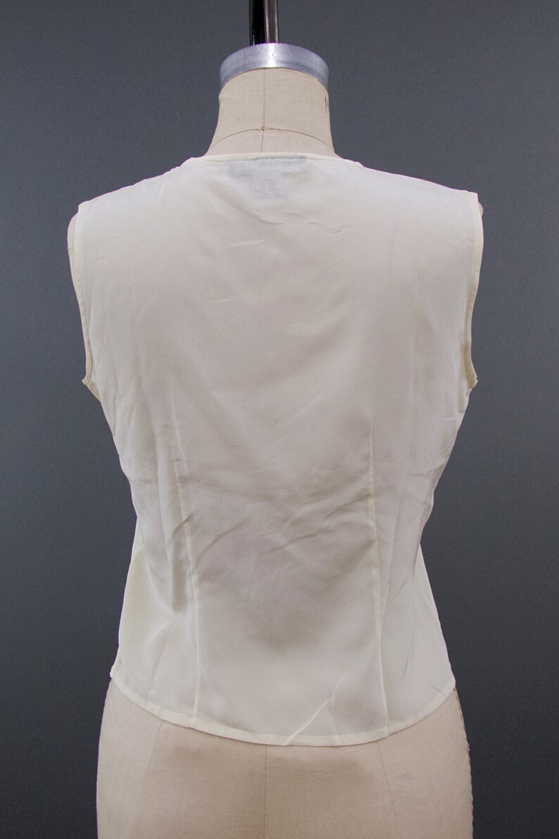 Vintage 1990s Savannah Ivory Silk Vest Top, Vintage Silk Blouse, 90s Everyday Blouse, Vintage Minimalism, Size Small image 5