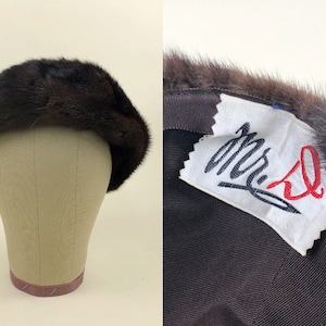 Vintage 1950s Mr. D Mink Fur Hat, 50s Mod Hat, Vintage Mr. D Designer, 60s Winter Ski Hat, Sz OSFM image 1