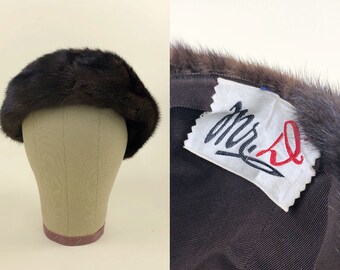 Vintage 1950s Mr. D Mink Fur Hat, 50s Mod Hat, Vintage Mr. D Vintage 1950s Mr. D Mink Fur Hat, 50s Mod Hat, Vintage Mr. D
