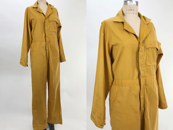 Vintage 1940s Mustard Yellow Utility Coveralls, 40