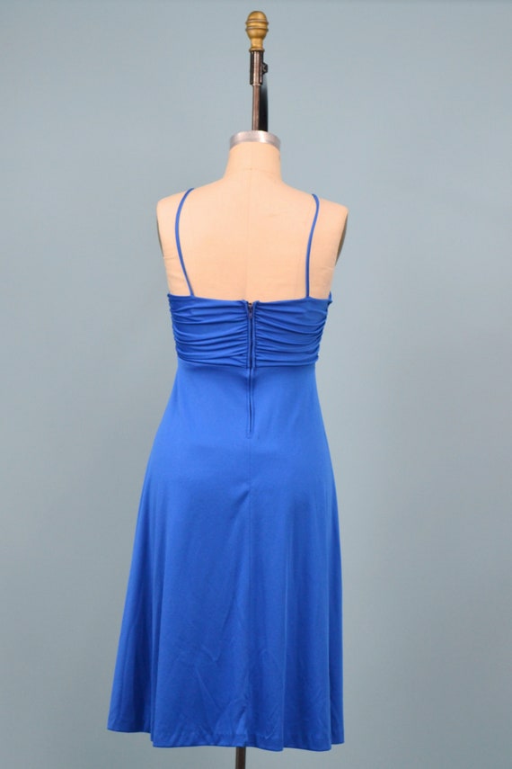 Vintage Late 70s Montgomery Ward Cobalt Blue Dres… - image 5