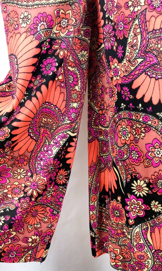 1960s Mock Neck Paisley Print Jumpsuit, 60s Two T… - image 8