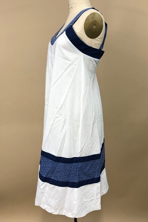 Vintage 1970s White & Blue Cotton Summer Dress, L… - image 5