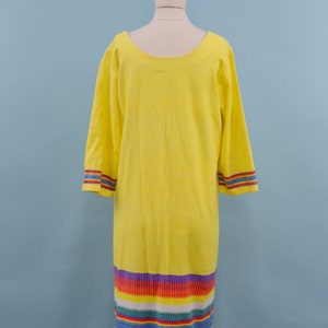 70s/80s Yellow Rainbow Guatemalan Embroidered Dress, Latin Maxi Dress, M/L image 5