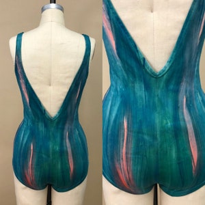 1950s Jantzen International Watercolor Swimsuit, Imported From Italy, One Piece Swimsuit, Butterfly Design, Size Medium, 40 Bust image 4