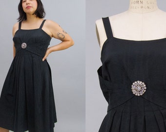 Vintage 1950s Primerose Paris Black Cocktail Dress, 50s Formal Dress, Vintage Cocktail Evening Dress, LBD, Chest 34" Waist 29"