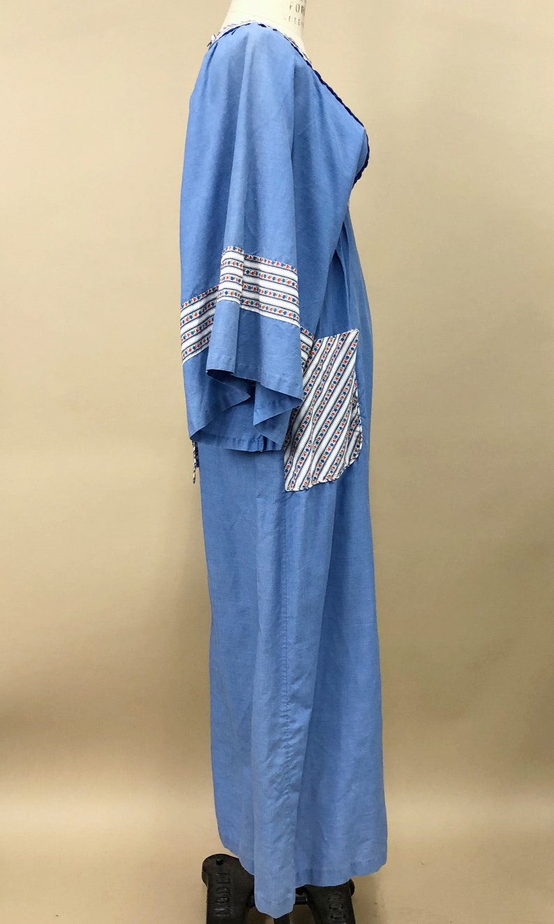 Vintage 1970s Cottage Style Maxi Dress w/ Bell Sleeves, 70s Bell Sleeves, Empire Waist Maxi, Lightweight Cotton, Boho Hippie, Size Medium image 6