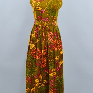 1960s Alice Polynesians Psychedelic Print Jumpsuit, Floral & Leaf Print Jumpsuit, Psychedelic Groovy, Size X-Small image 2