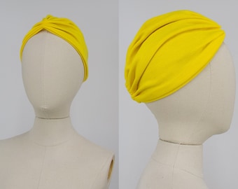 Vintage 1960s Yellow Boutique Kate's Turban, 60s Made in Canada, Vintage Hair Turban, 60s Retro Mod