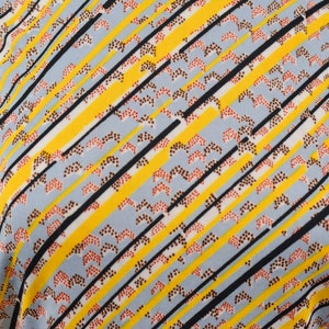 1970s Yellow & Gray Polyester Shirt, Vintage Geometric Design, Bohemian Hippie, Size Sm/Med image 3
