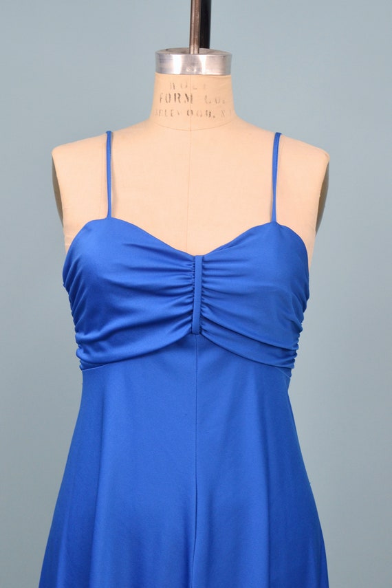 Vintage Late 70s Montgomery Ward Cobalt Blue Dres… - image 6