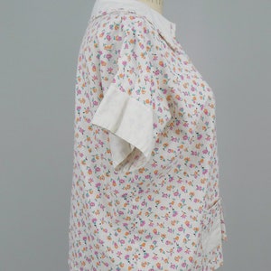 Vintage 1940s Floral Cotton Blouse, Vintage 40s Top, 40s Everyday Wear, 60s Mid Century, Size M/L image 6