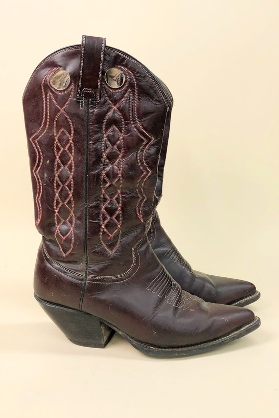 1980s Plum Leather Jaca Boots, Vintage Western Ja… - image 5