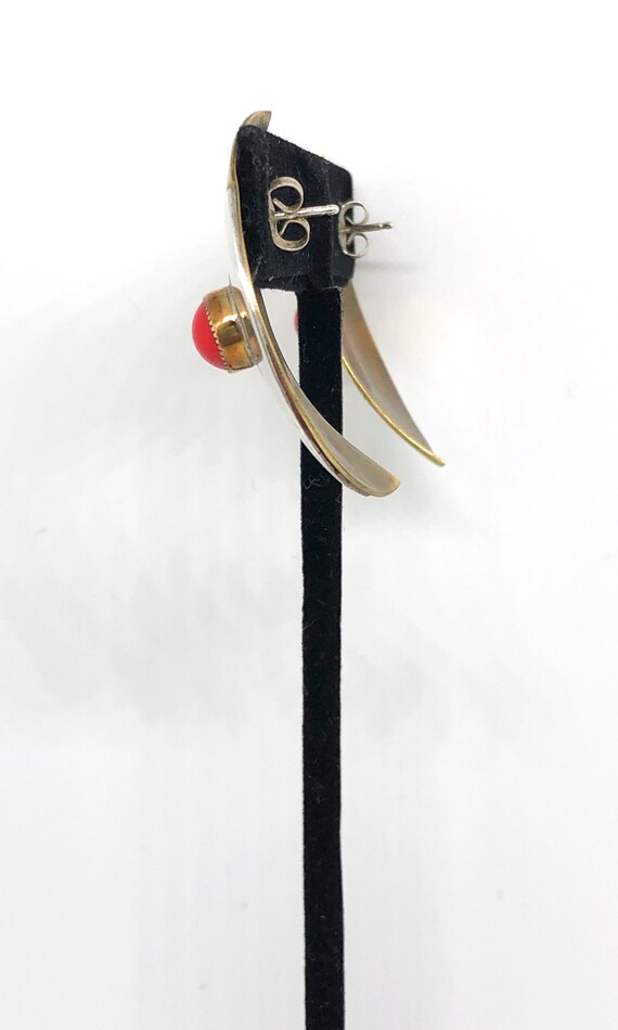 Vintage Brass & Sterling Silver Geometric Earring… - image 8