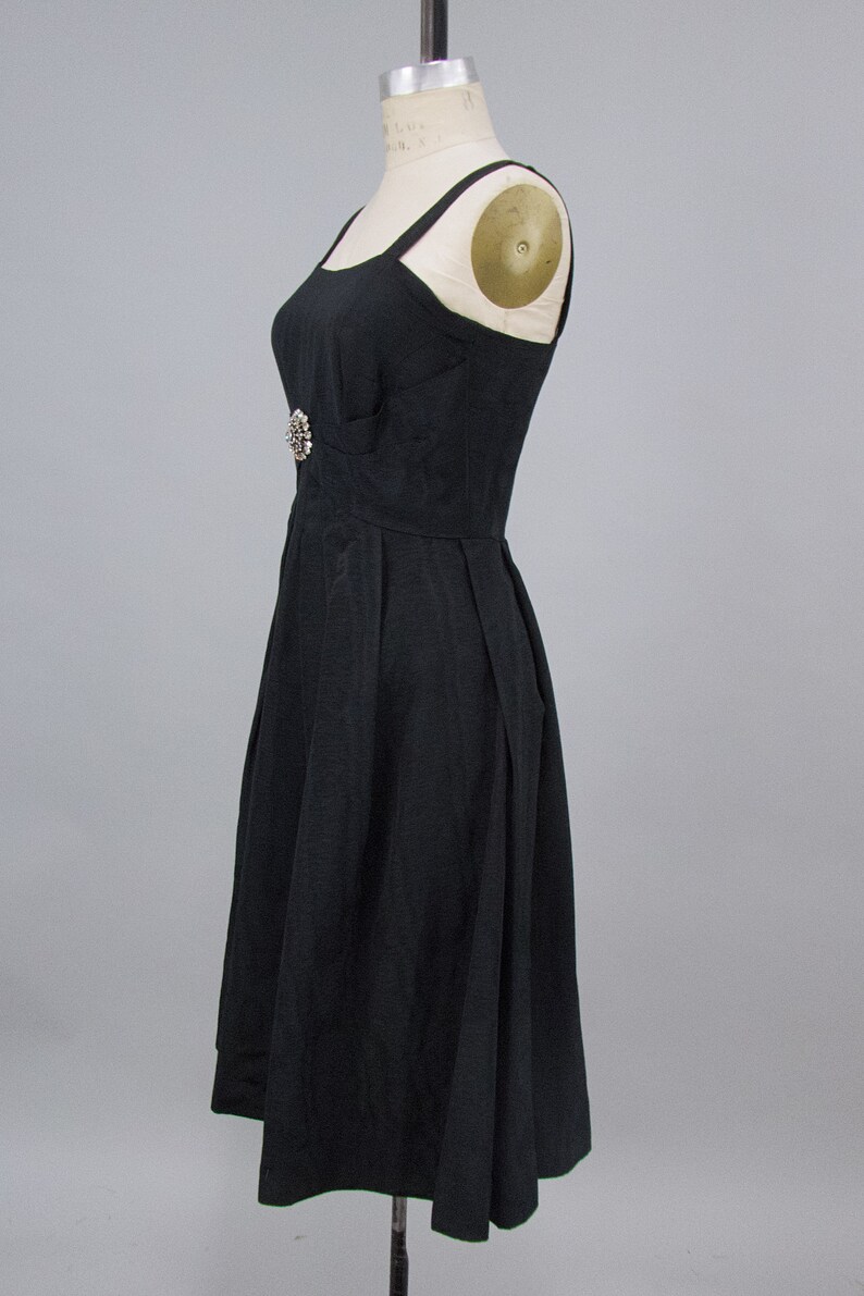 Vintage 1950s Primerose Paris Black Cocktail Dress, 50s Formal Dress, Vintage Cocktail Evening Dress, LBD, Chest 34 Waist 29 image 6