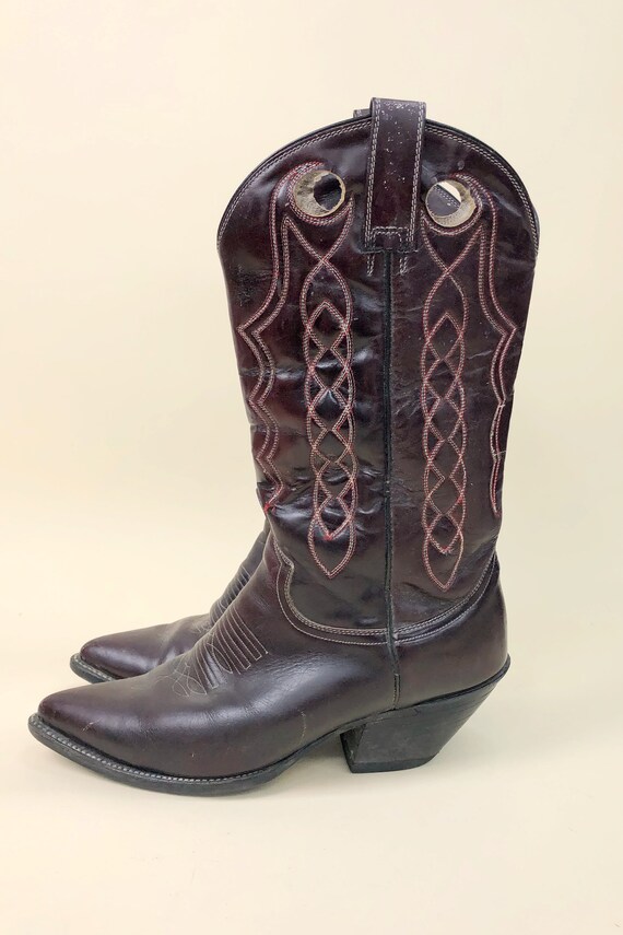1980s Plum Leather Jaca Boots, Vintage Western Ja… - image 3