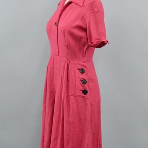 1940s Pink Monty James Wool Dress, WW2 Era Dress, 40s Everyday Dress, Size Medium image 3