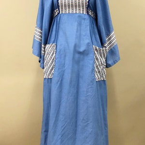 Vintage 1970s Cottage Style Maxi Dress w/ Bell Sleeves, 70s Bell Sleeves, Empire Waist Maxi, Lightweight Cotton, Boho Hippie, Size Medium image 2