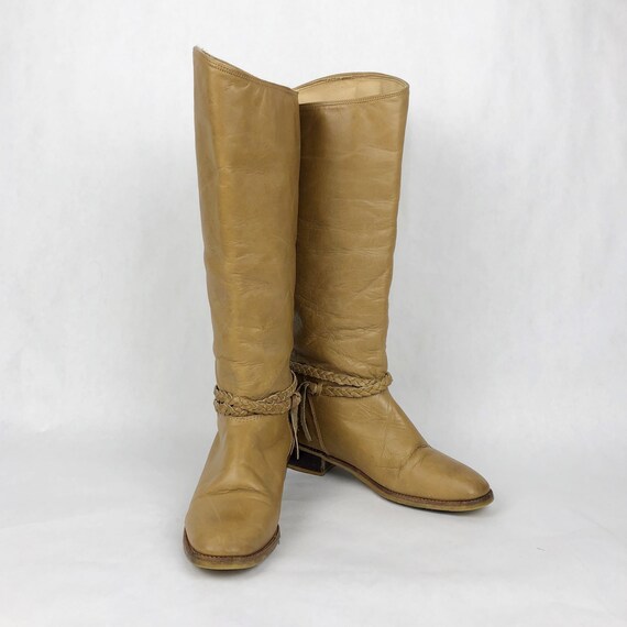Vintage 1980s Tan Zodiac Boots, 70s Zodiac Boots,