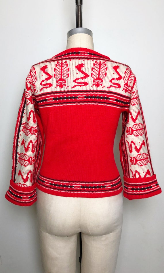 1970s Bright Red Space Dyed Sweater, Southwestern… - image 7