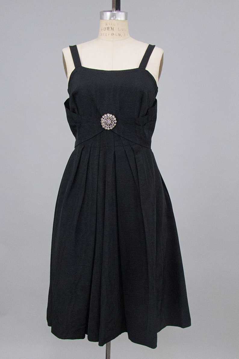 Vintage 1950s Primerose Paris Black Cocktail Dress, 50s Formal Dress, Vintage Cocktail Evening Dress, LBD, Chest 34 Waist 29 image 3