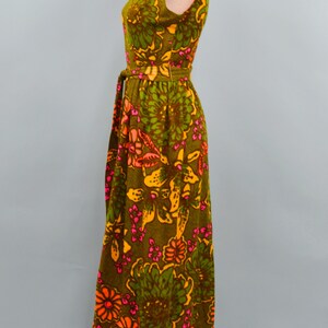 1960s Alice Polynesians Psychedelic Print Jumpsuit, Floral & Leaf Print Jumpsuit, Psychedelic Groovy, Size X-Small image 3