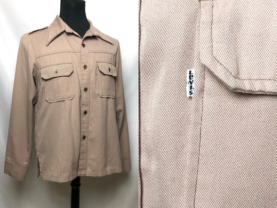 1970's Men's Leisure Jacket Safari Style Khaki Color Size 42 Kings Road Sears Label