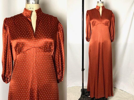 Vintage 1970s Does 1930s Burnt Orange Maxi Bias Cu