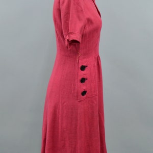 1940s Pink Monty James Wool Dress, WW2 Era Dress, 40s Everyday Dress, Size Medium image 5