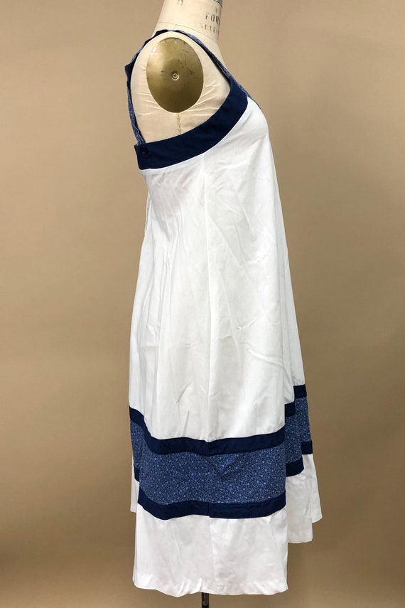 Vintage 1970s White & Blue Cotton Summer Dress, L… - image 9