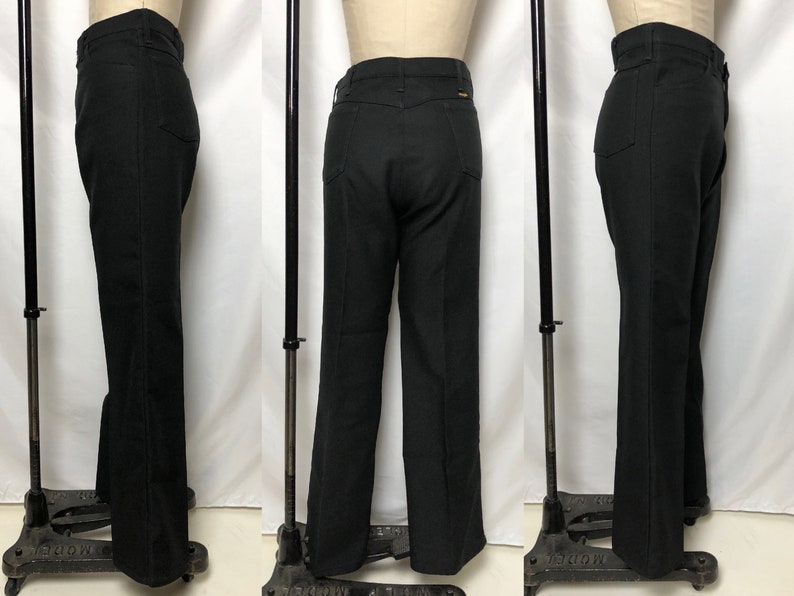 Made in The USA Vintage 1970s Black Perma Press Wrangler Pants 70s Mens Vintage Mens 38 Waist
