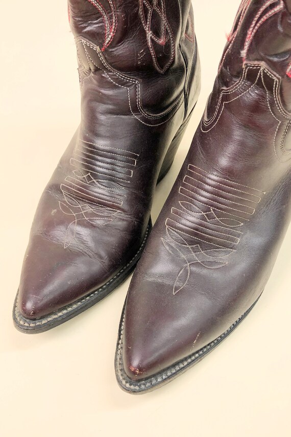 1980s Plum Leather Jaca Boots, Vintage Western Ja… - image 7