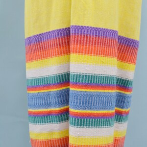 70s/80s Yellow Rainbow Guatemalan Embroidered Dress, Latin Maxi Dress, M/L image 8