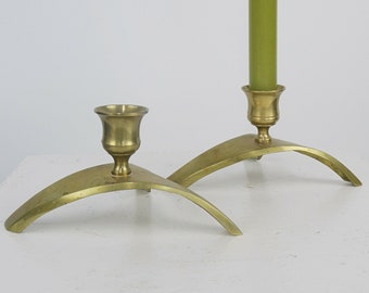 Vintage Eccentric Brass Candle Holders, Home Decor, Mid Century Modern Candleholders, Academia Decor, Vintage Brass