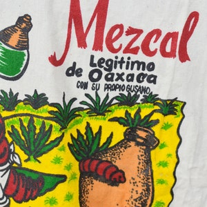60s/70s Tijuana Mezcal Gusano Rojo Cotton Vest Jacket, 60s Feed Sack Material, Vintage Ideal Nylon Zipper, Mens Medium image 8
