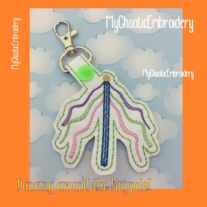 Mayday May Day May Pole Maypole Dance Fertility Ribbons 4x4 Key Fob Ring Designs - Digital file machine embroidery  design