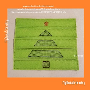 5x7 Christmas Tree craft stick puzzle design - uses tongue depressor size -  Digital file machine embroidery fill stitch