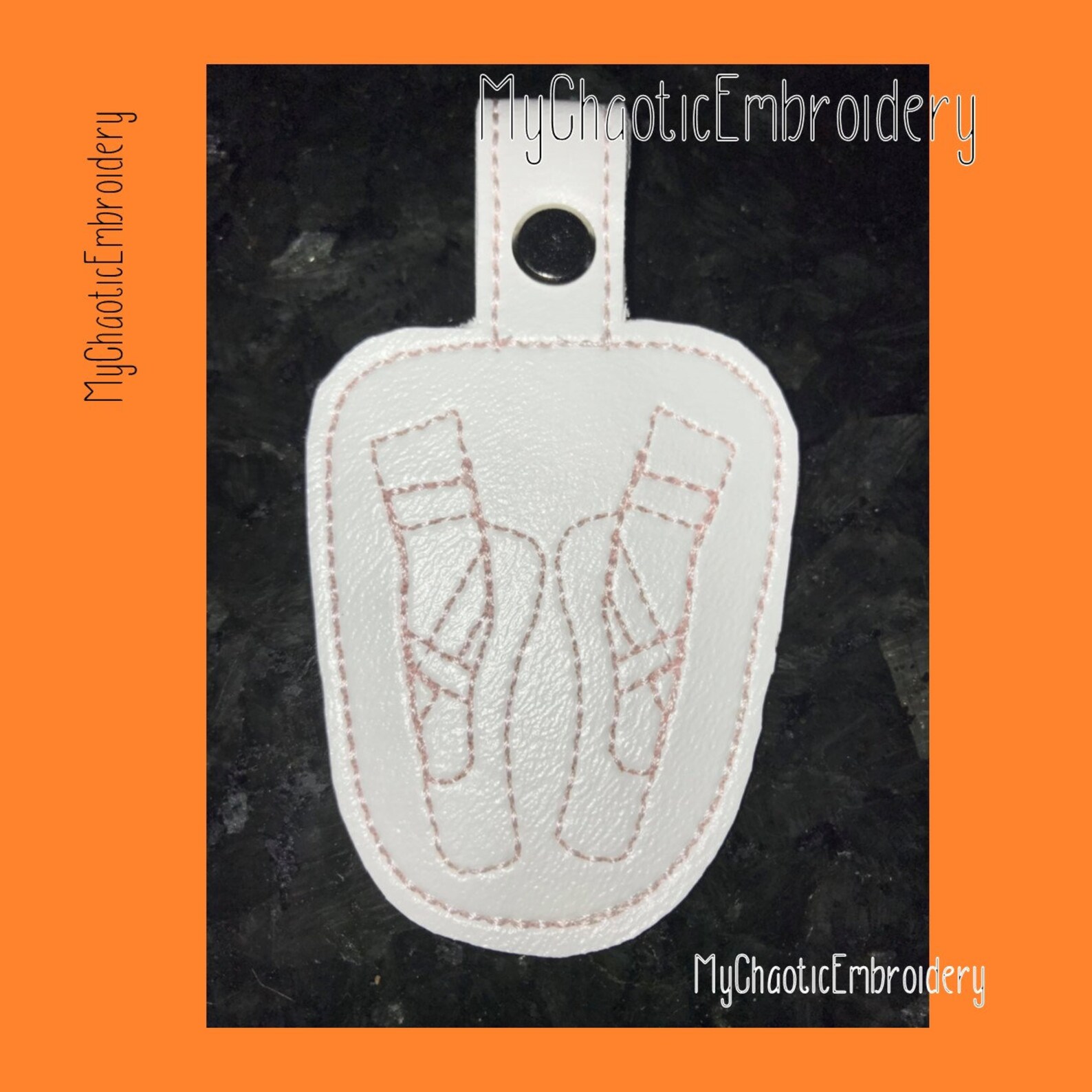 ballerina dancer ballet shoes 4x4 keyfob key fob ring designs - digital file machine embroidery design