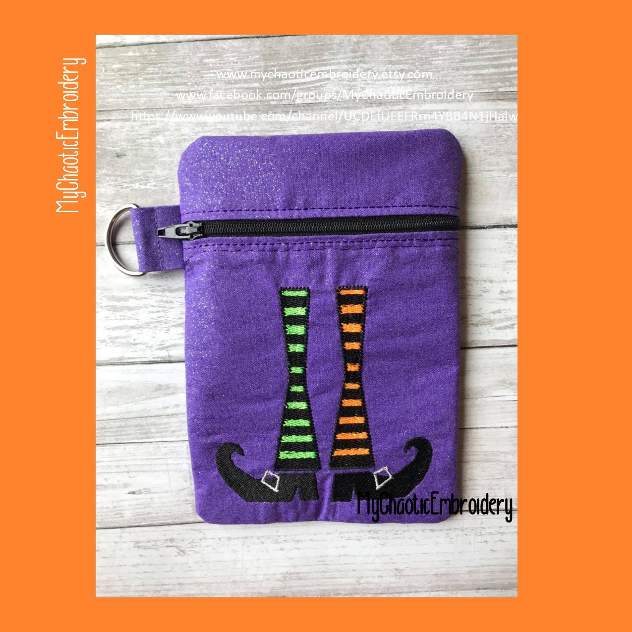 5x7 ITH Halloween Zipper Bag FULLY LINED No Exposed Seams 5x7 ITH Halloween Zipper Bag FULLY LINED No Exposed Seams