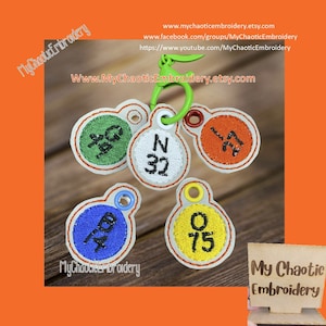 4x4 Bingo balls eyelet designs KF keyfob key fob Digital machine embroidery