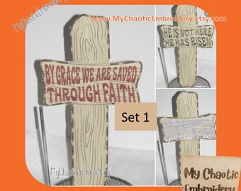 5x7 Kitchen Paper towel holder cover Easter cross 3 different verses set 1 stackable - Digital file machine embroidery tableware tablewear