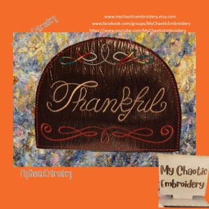 5x7 Kitchen Napkin holder cover Thankful scrolls harvest bounty autumn applique - Digital file machine embroidery tableware tablewear