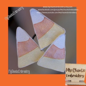 5x7 hoop, 3 candy corn squeezy fidgies feltie potpourri stuffed fob tag  Designs Digital file machine embroidery